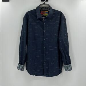 Robert Graham Flip Cuff Men's Button Down LS Shirt - Navy - XL